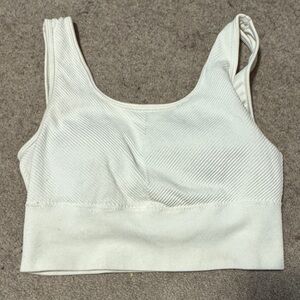 Women's White Ribbed Bralette